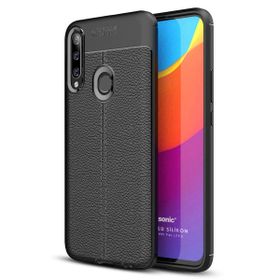 Microsonic Huawei P40 Lite E Deri Dokulu Silikon Siyah Kılıf
