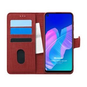 Microsonic Huawei P40 Lite E Fabric Book Wallet Kırmızı Kılıf