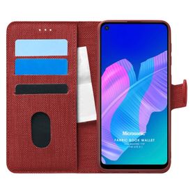 Microsonic Huawei P40 Lite E Fabric Book Wallet Kırmızı Kılıf