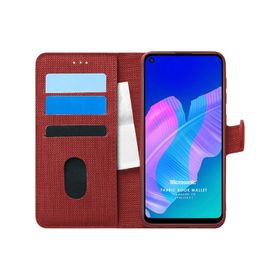 Microsonic Huawei P40 Lite E Fabric Book Wallet Kırmızı Kılıf