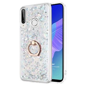 Microsonic Huawei P40 Lite E Glitter Liquid Holder Gümüş Cep Telefonu Kılıfı