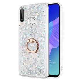 Microsonic Huawei P40 Lite E Glitter Liquid Holder Gümüş Cep Telefonu Kılıfı