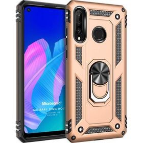 Microsonic Huawei P40 Lite E Military Ring Holder Gold Cep Telefonu Kılıfı