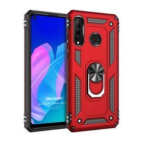 Microsonic Huawei P40 Lite E Military Ring Holder Kırmızı Cep Telefonu Kılıfı