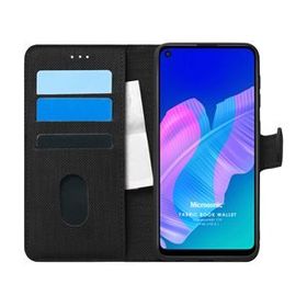 Microsonic Huawei P40 Lite Fabric Wallet Siyah Kılıf