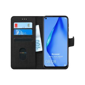 Microsonic Huawei P40 Lite Fabric Wallet Siyah Kılıf