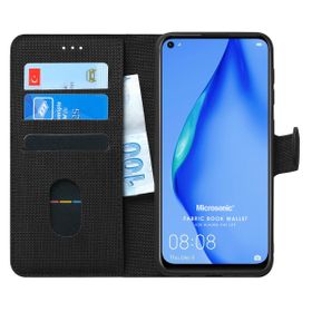 Microsonic Huawei P40 Lite Fabric Wallet Siyah Kılıf