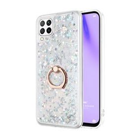Microsonic Huawei P40 Lite Glitter Liquid Holder Gümüş Cep Telefonu Kılıfı
