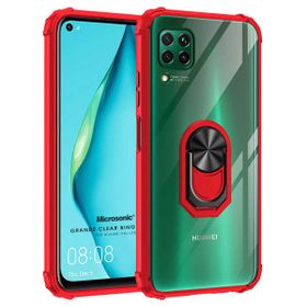 Microsonic Huawei P40 Lite Grande Clear Ring Holder Kırmızı Cep Telefonu Kılıfı