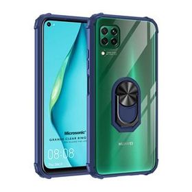 Microsonic Huawei P40 Lite Grande Clear Ring Holder Lacivert Cep Telefonu Kılıfı