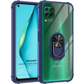 Microsonic Huawei P40 Lite Grande Clear Ring Holder Lacivert Cep Telefonu Kılıfı