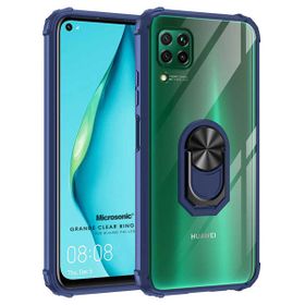 Microsonic Huawei P40 Lite Grande Clear Ring Holder Lacivert Cep Telefonu Kılıfı