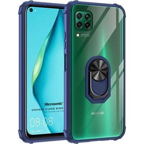 Microsonic Huawei P40 Lite Grande Clear Ring Holder Lacivert Cep Telefonu Kılıfı