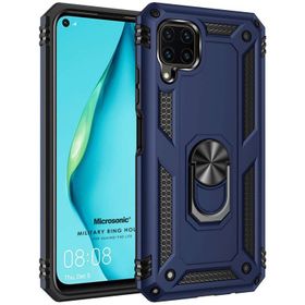 Microsonic Huawei P40 Lite Military Ring Holder Lacivert Kılıf