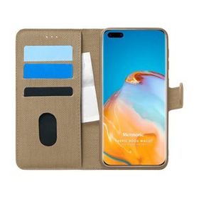 Microsonic Huawei P40 Pro Fabric Book Wallet Gold Cep Telefonu Kılıfı