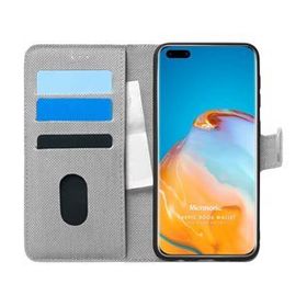 Microsonic Huawei P40 Pro Fabric Book Wallet Gri Cep Telefonu Kılıfı