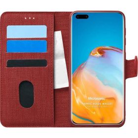 Microsonic Huawei P40 Pro Fabric Book Wallet Kırmızı Cep Telefonu Kılıfı