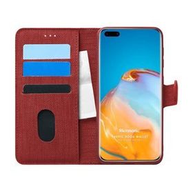 Microsonic Huawei P40 Pro Fabric Book Wallet Kırmızı Cep Telefonu Kılıfı