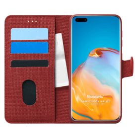 Microsonic Huawei P40 Pro Fabric Book Wallet Kırmızı Cep Telefonu Kılıfı