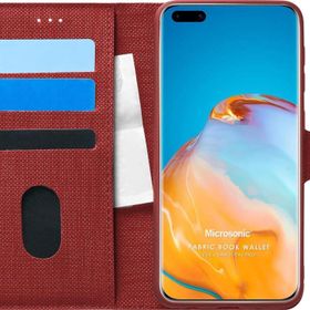 Microsonic Huawei P40 Pro Fabric Book Wallet Kırmızı Cep Telefonu Kılıfı