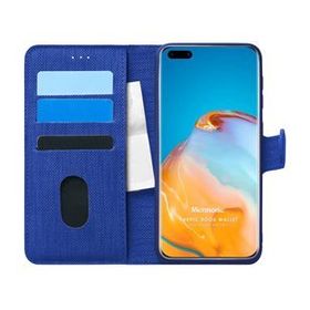 Microsonic Huawei P40 Pro Fabric Book Wallet Lacivert Cep Telefonu Kılıfı