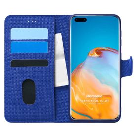 Microsonic Huawei P40 Pro Fabric Book Wallet Lacivert Cep Telefonu Kılıfı