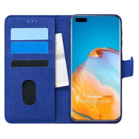 Microsonic Huawei P40 Pro Fabric Book Wallet Lacivert Cep Telefonu Kılıfı