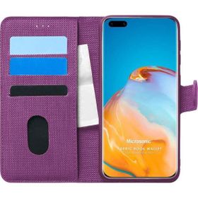 Microsonic Huawei P40 Pro Fabric Book Wallet Mor Cep Telefonu Kılıfı
