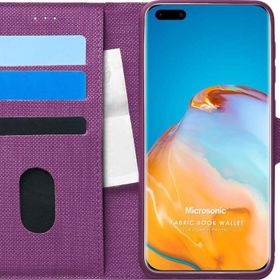 Microsonic Huawei P40 Pro Fabric Book Wallet Mor Cep Telefonu Kılıfı