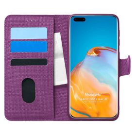 Microsonic Huawei P40 Pro Fabric Book Wallet Mor Cep Telefonu Kılıfı