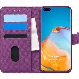 Microsonic Huawei P40 Pro Fabric Book Wallet Mor Cep Telefonu Kılıfı