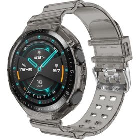 Microsonic Huawei Watch Gt2 Uyumlu 46 mm Transparent Clear Band Siyah Kordon