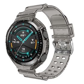 Microsonic Huawei Watch Gt2 Uyumlu 46 mm Transparent Clear Band Siyah Kordon