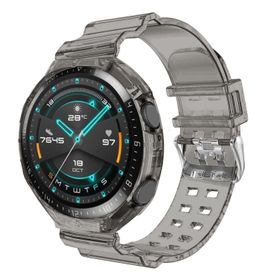 Microsonic Huawei Watch Gt2 Uyumlu 46 mm Transparent Clear Band Siyah Kordon