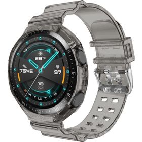Microsonic Huawei Watch Gt2 Uyumlu 46 mm Transparent Clear Band Siyah Kordon