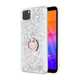 Microsonic Huawei Y5P Glitter Liquid Holder Gümüş Cep Telefonu Kılıfı