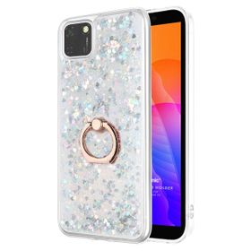 Microsonic Huawei Y5P Glitter Liquid Holder Gümüş Cep Telefonu Kılıfı