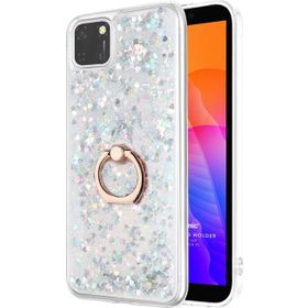Microsonic Huawei Y5P Glitter Liquid Holder Gümüş Cep Telefonu Kılıfı