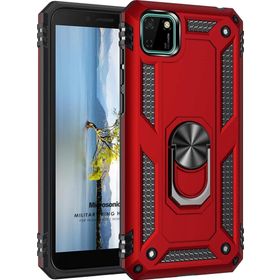 Microsonic Huawei Y5P Military Ring Holder Kırmızı Cep Telefonu Kılıfı
