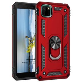 Microsonic Huawei Y5P Military Ring Holder Kırmızı Cep Telefonu Kılıfı