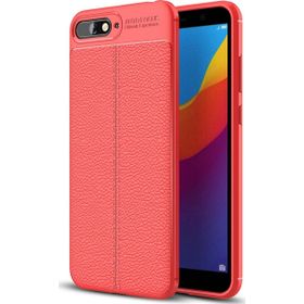 Microsonic Huawei Y6 2018 Deri Dokulu Silikon Kırmızı Kılıf