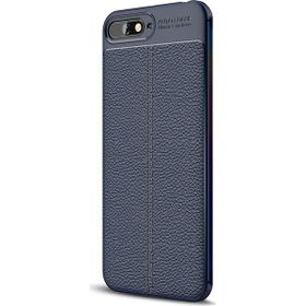 Microsonic Huawei Y6 2018 Deri Dokulu Silikon Lacivert Kılıf