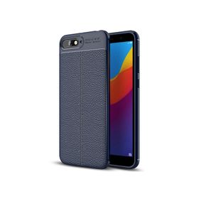 Microsonic Huawei Y6 2018 Deri Dokulu Silikon Lacivert Kılıf