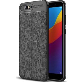 Microsonic Huawei Y6 2018 Deri Dokulu Silikon Siyah Kılıf