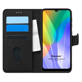 Microsonic Huawei Y6P Fabric Book Wallet Siyah Kılıf