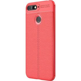 Microsonic Huawei Y7 2018 Deri Dokulu Silikon Kırmızı Kılıf