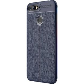 Microsonic Huawei Y7 2018 Deri Dokulu Silikon Lacivert Kılıf