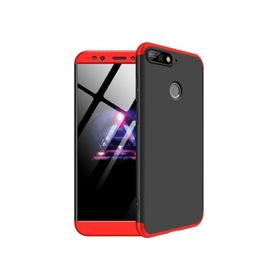 Microsonic Huawei Y7 2018 Double Dip 360 Protective Siyah Kırmızı Kılıf