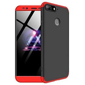 Microsonic Huawei Y7 2018 Double Dip 360 Protective Siyah Kırmızı Kılıf