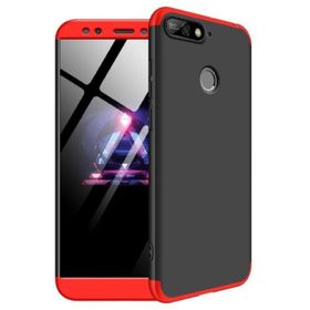 Microsonic Huawei Y7 2018 Double Dip 360 Protective Siyah Kırmızı Kılıf